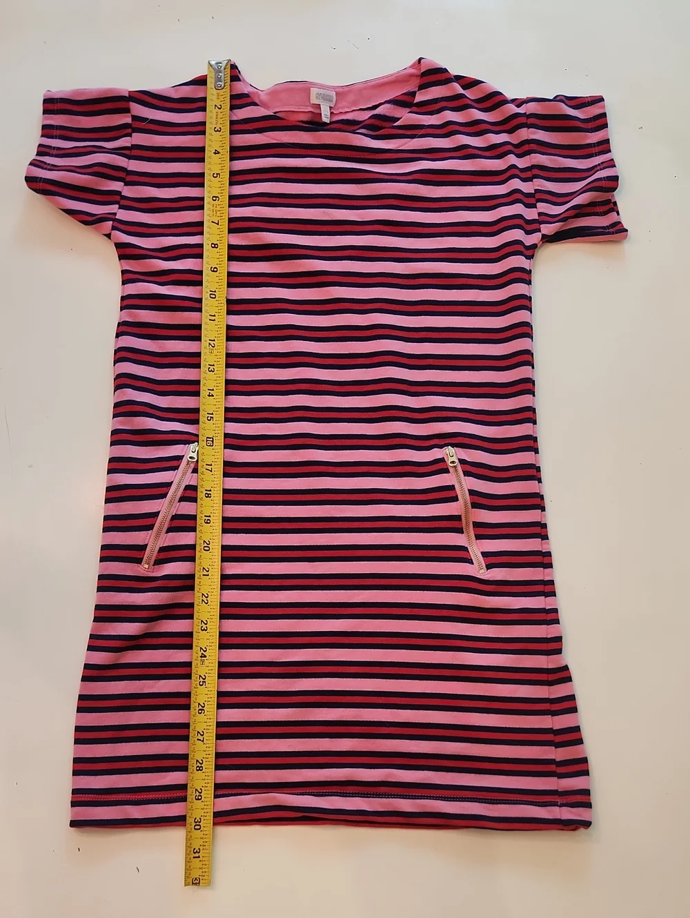 Gymboree Pink Red Stripe Dress Large 10 12